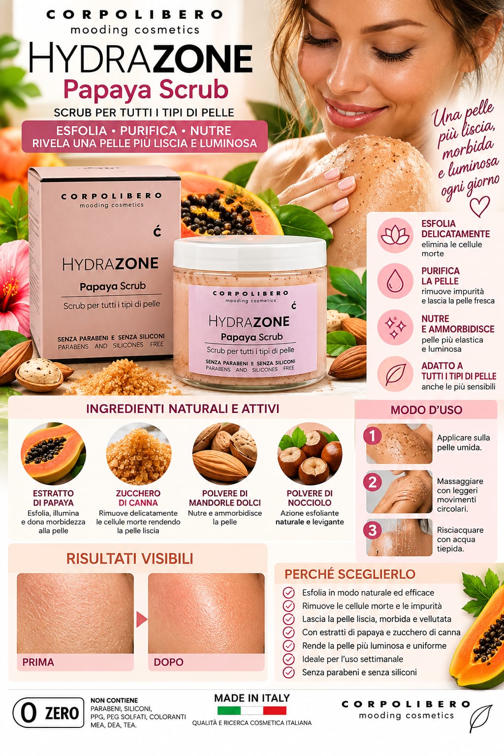 hydra Scrub Corpo Esfoliante Hydrazone Papaya Corpolibero per Tutti i Tipi di Pelle - Image 1