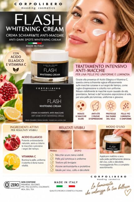 Crema Schiarente Anti-Macchie Flash Whitening Cream Corpolibero (50 ml)