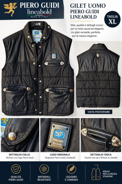 Gilet Uomo Piero Guidi Lineabold Nero - Taglia XL (Usato Ottimo Stato)