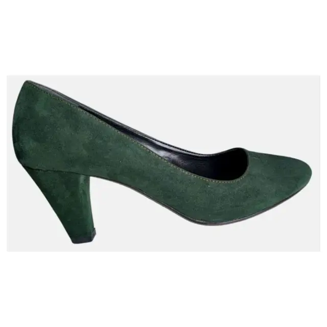 scarpe donna decolleté tacco alto verde scuro camoscio vera pelle tag 37 by riko