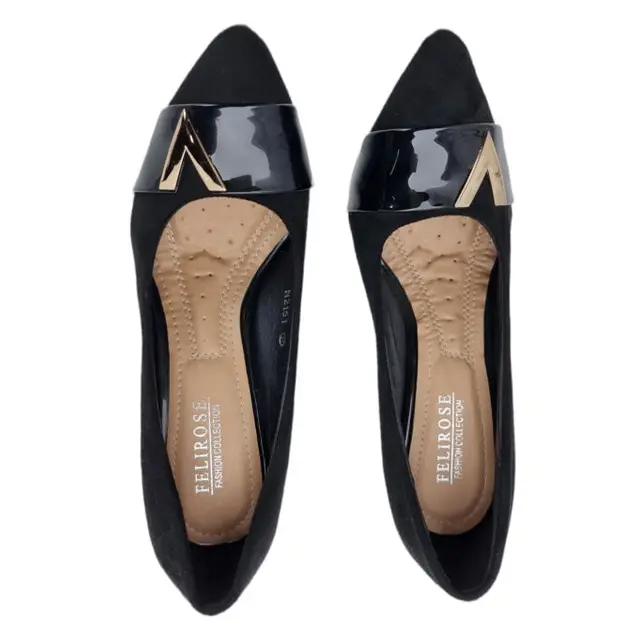 SCARPE DONNA  DECLOTE' VERA PELLE CAMOSCIO NERO BY FELIROSE 37