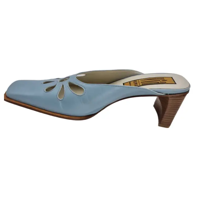 SCARPE SABOT DONNA VERA PELLE TACCO 7 cm.  TAG. 37