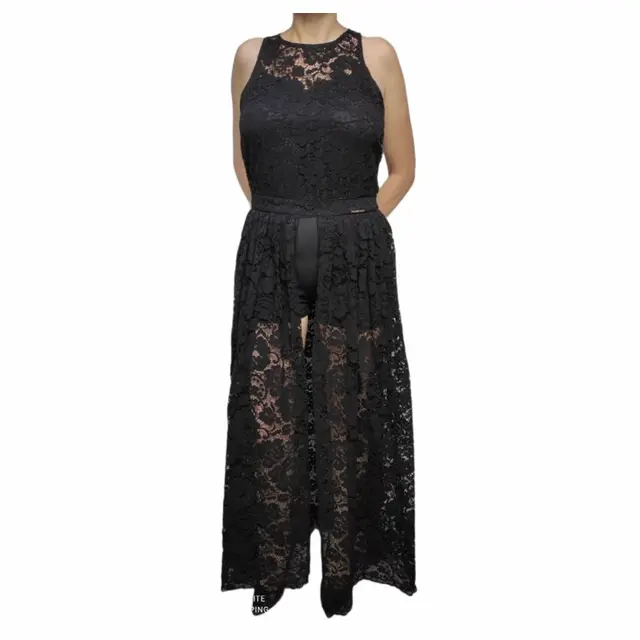 ELEGANTE  ABITO TUTA IN PIZZO NERA